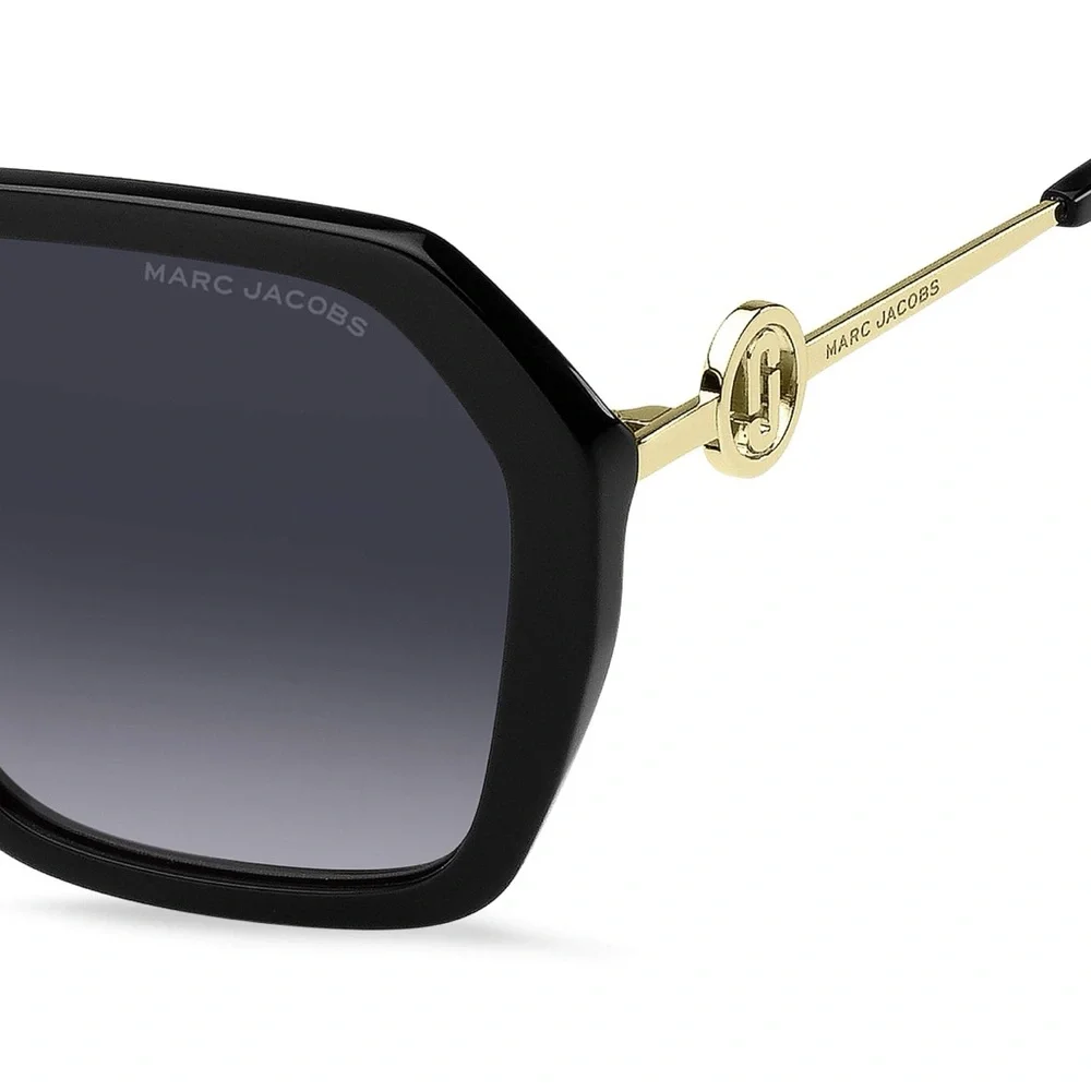 Marc Jacobs Hexagonal Black and Gold Sunglasses New